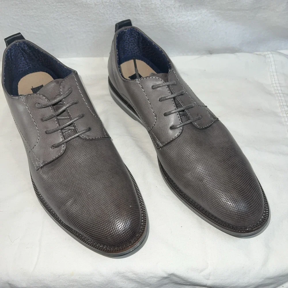 Steve Madden Saben Oxfords Hamis Gray Faux Leather Career Formal Mens Sz 8.5